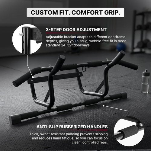 DMoose Fitness Pull Up Bar for Doorway - 250 Lbs Capacity | No Screws, Padded Grips & Easy Installation