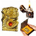 NINSI Refillable Kerosene Lighter - Vintage Dragon Design, Windproof Soft Flame Trench Lighter for Men & Women, Collectible Antique Gifts (Gold)