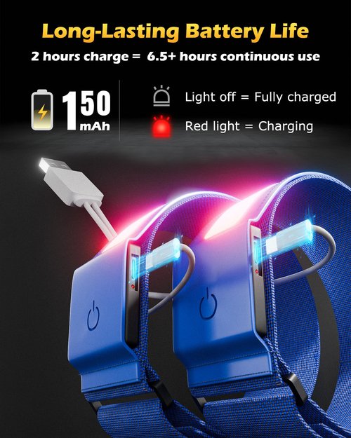 Topward LED Armband 2 Pack, Light up Reflective Arm Bands Glow Bracelets, Running Lights for Runners Dog Walking - 5 Colors 11 Light Modes - Adjustable Velcro - Rechargeable