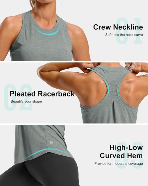 G Gradual Women's Racerback Workout Tank Tops - Loose Fit Athletic Yoga Shirts for Gym & Running