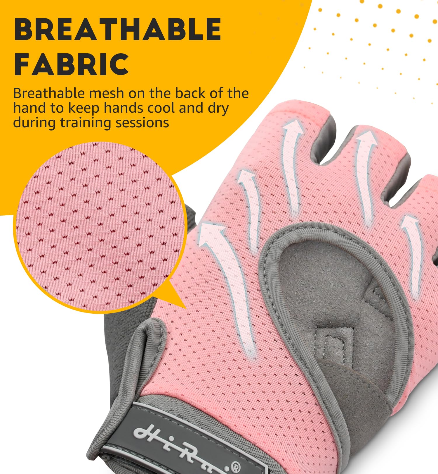 HiRui Workout Gloves for Men Women Kids, Ventilated Exercise Gloves Cycling Gloves with Full Palm Silicone Padding for Fitness Tennis Weightlifting Gym Training (Pink, S)
