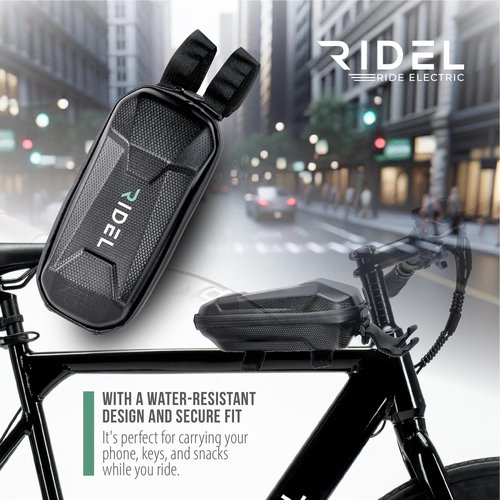 Ridel Bike Bag for Front Frame with Double Zippers - Water Resistant Handlebar Bag with 4 Adjustable Straps - Bike Bags for Bicycles Headtube Ideal for Storing Essentials Like Phone, Keys & Snacks