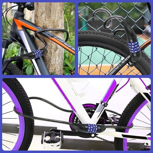 Bike Lock Cable,Anti Theft Cable Lock,4 Digit Security Resettable Combo Bike Lock, for E-Scooter, Electric Bike, Mountain Bike,Bicycle, Motorbikes