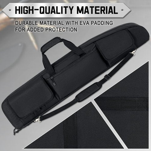 DULCE DOM Tactical Double Rifle Case - Soft Gun Bag with Movable Divider & Accessory Pouches | 36-48 Inch