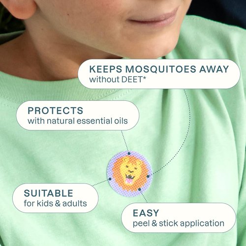 Cliganic Mosquito Repellent Stickers - 90 Pack of Natural, DEET-Free Animal Patches for Kids