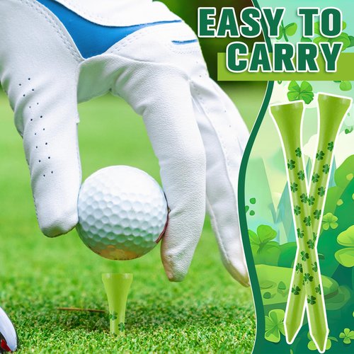 LaRandom 100 Pcs Shamrock Golf Tees 3 1/4" Bamboo Golf Tees with Irish Four Leaf Clover St. Patrick's Day Gifts Practice Home Decorations for Golfers Irish Party Favor