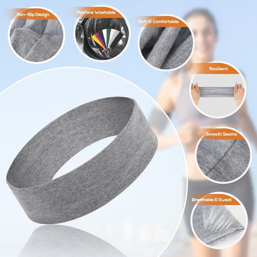 Buyisgle Workout Headbands for Women - 8PCS Non-Slip Elastic Sport Hair Bands for Yoga, Running & Gym
