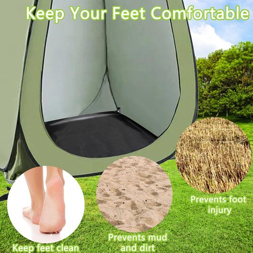 QTRQTR Outdoor Camping Shower Mat, 39.4" Portable Shower Pan, Simple Version Foldable Floor Mat for Camp Hiking Beach Changing Tent, Prevent Dirtying & Feet Protect, Not Included Tent