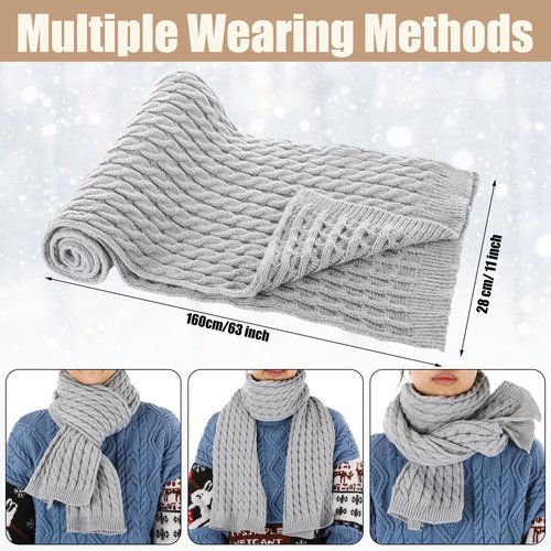 Geyoga 6 Pcs Winter Warm Set for Women Warm Beanies Hats Touchscreen Gloves Long Scarf Ear Muffs Socks Winter Gifts for Women(Gray,Minimalist)