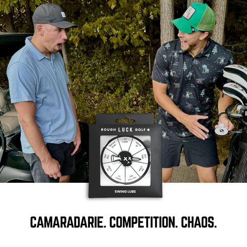 Swing Lube | Fun Golf Drinking Game | On-Course Golf Spinner | Golf Bag Tag