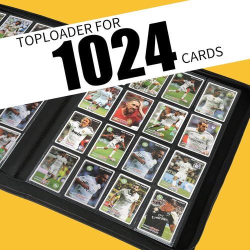 GERMUN PU Card Binder - Premium 16 Pocket Album for 1000+ Cards | Double-Sided Holder (Black)