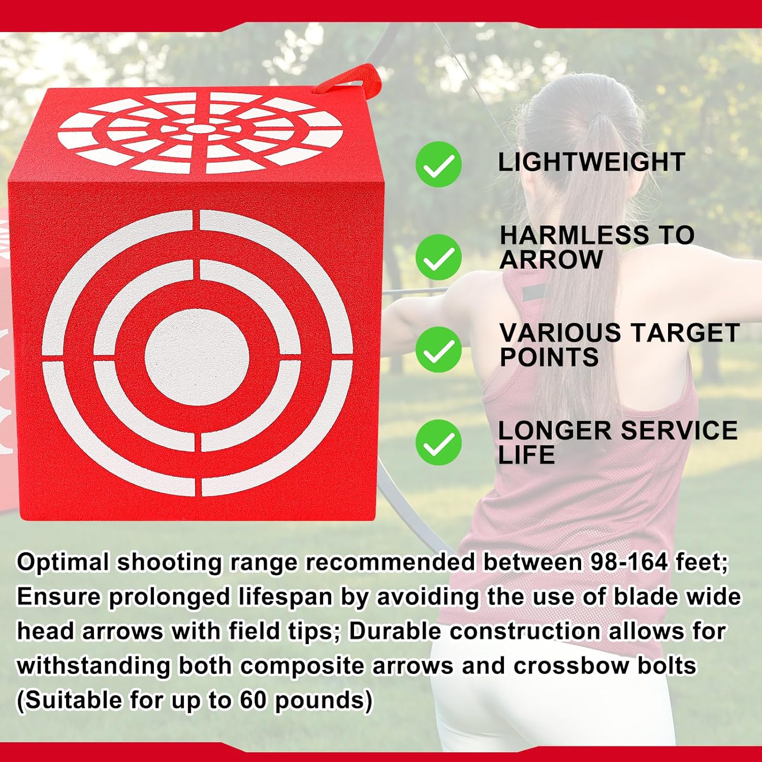 ShinyRelief 3D Foam Archery Target - Lightweight 6-Sided Dice Cube with Handle | 13 x 13 x 13 Inch