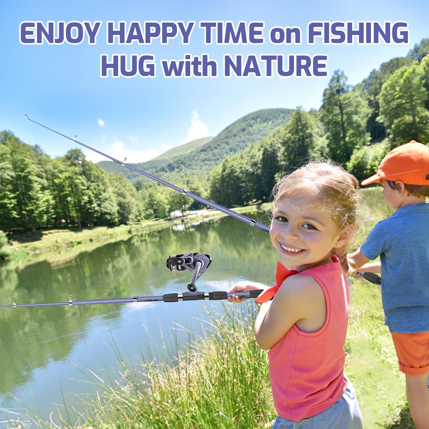 Skiennix Kids Fishing Pole Set - Portable Telescopic Rod & Reel Combo for Boys & Girls | Ambidextrous Design