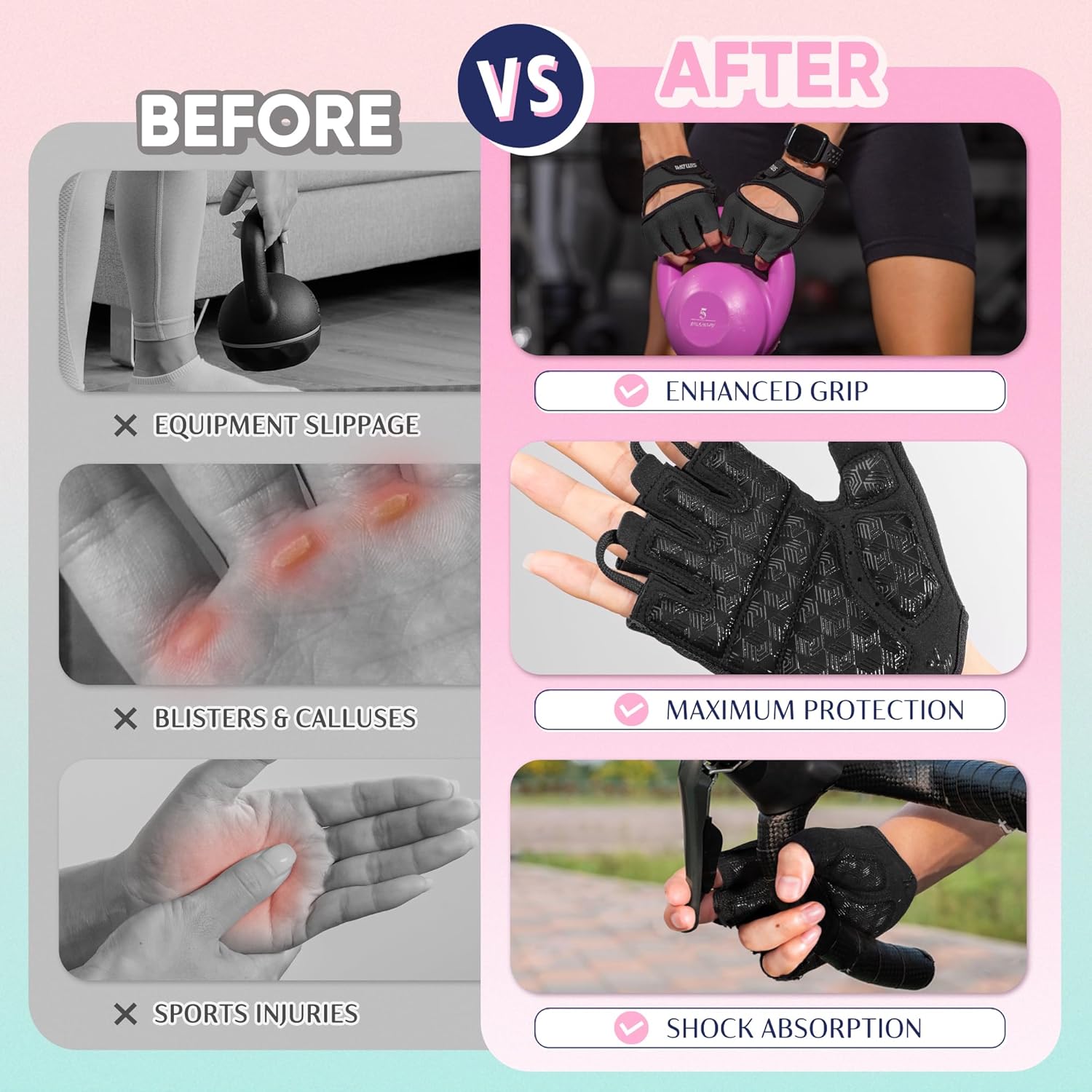 SIMARI Workout Gloves - Full Palm Protection & Strong Grip for Gym Training | Breathable & Cushioned