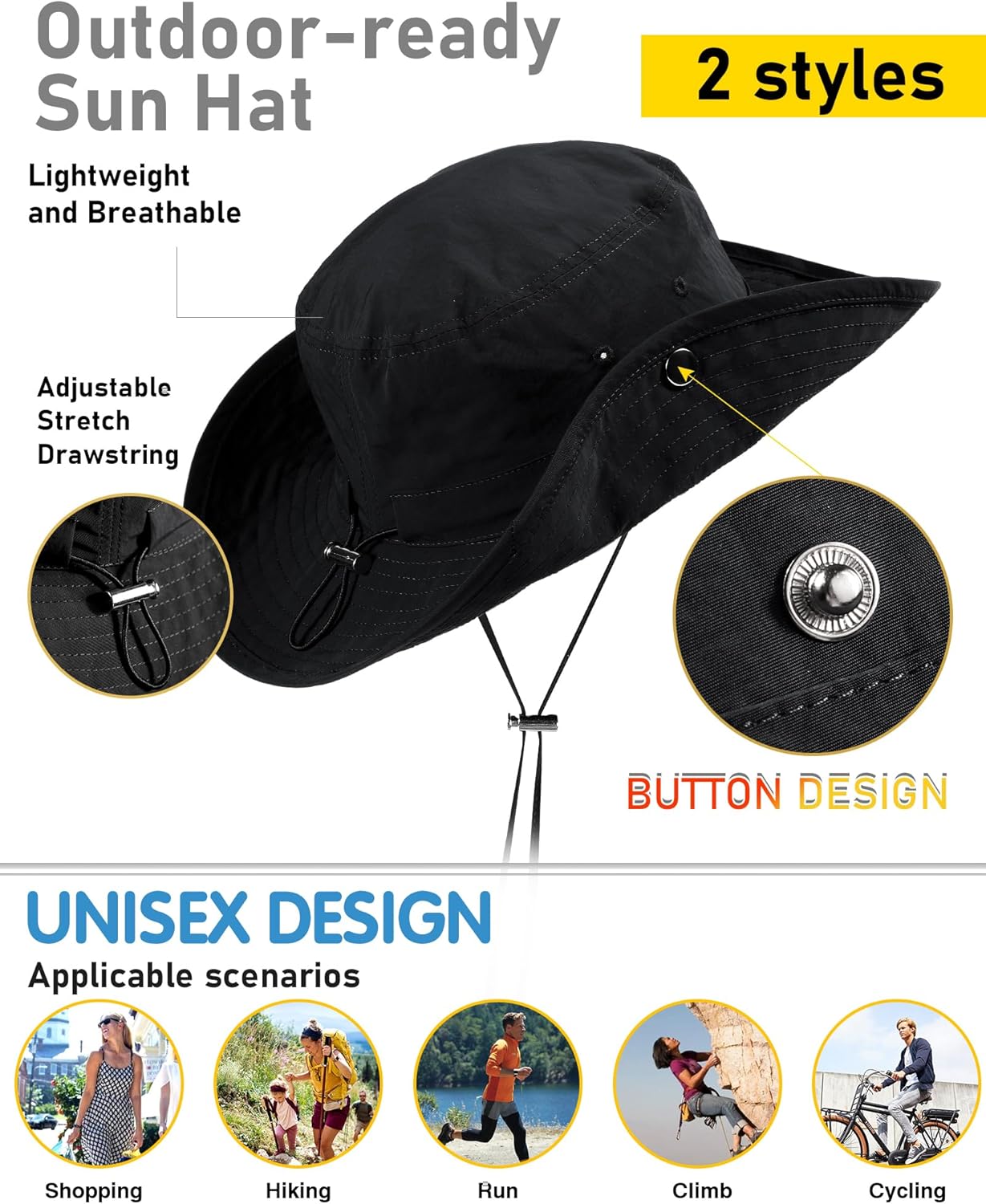 Skiennix Waterproof Bucket Rain Hat - Wide Brim UPF50+ Sun Protection | Foldable & Soft Beach Hat