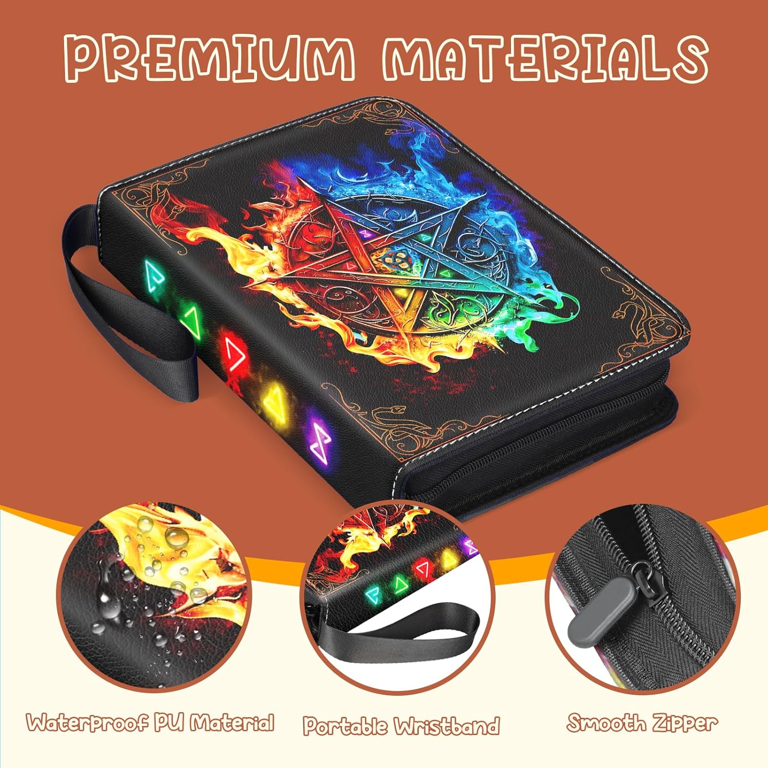 Skiennix Card Binder - 9 Pocket Collectible Trading Card Storage with 50 Removable Sleeves | Large Colorful Design for MTG & Sports Cards