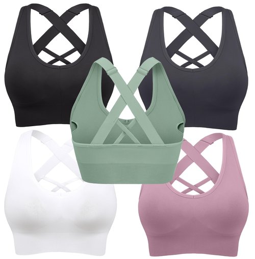 Heathyoga Adjustable High Impact Sports Bras for Women High Support Padded Workout Bras Strappy Sports Bra Pack for Yoga