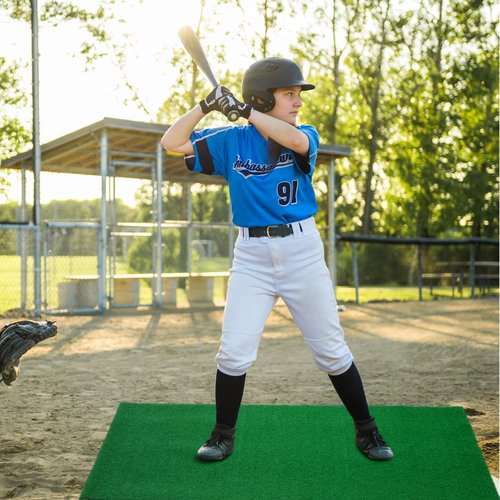 Drydiet Baseball Softball Training Batting Mat 5.97 x 2.36 ft Heavy Duty Hitting Mat Softball Training Equipment for Indoor Outdoor Floors Garage Backyard, Green