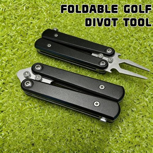 Golf Divot Repair Tool, 2025 New Metal Foldable Golf Alloy Fork, Golf Divot Tool with Bottle Opener, Golf Accessories for Men and Women Essential, Ideal Gift for Golf Enthusiasts