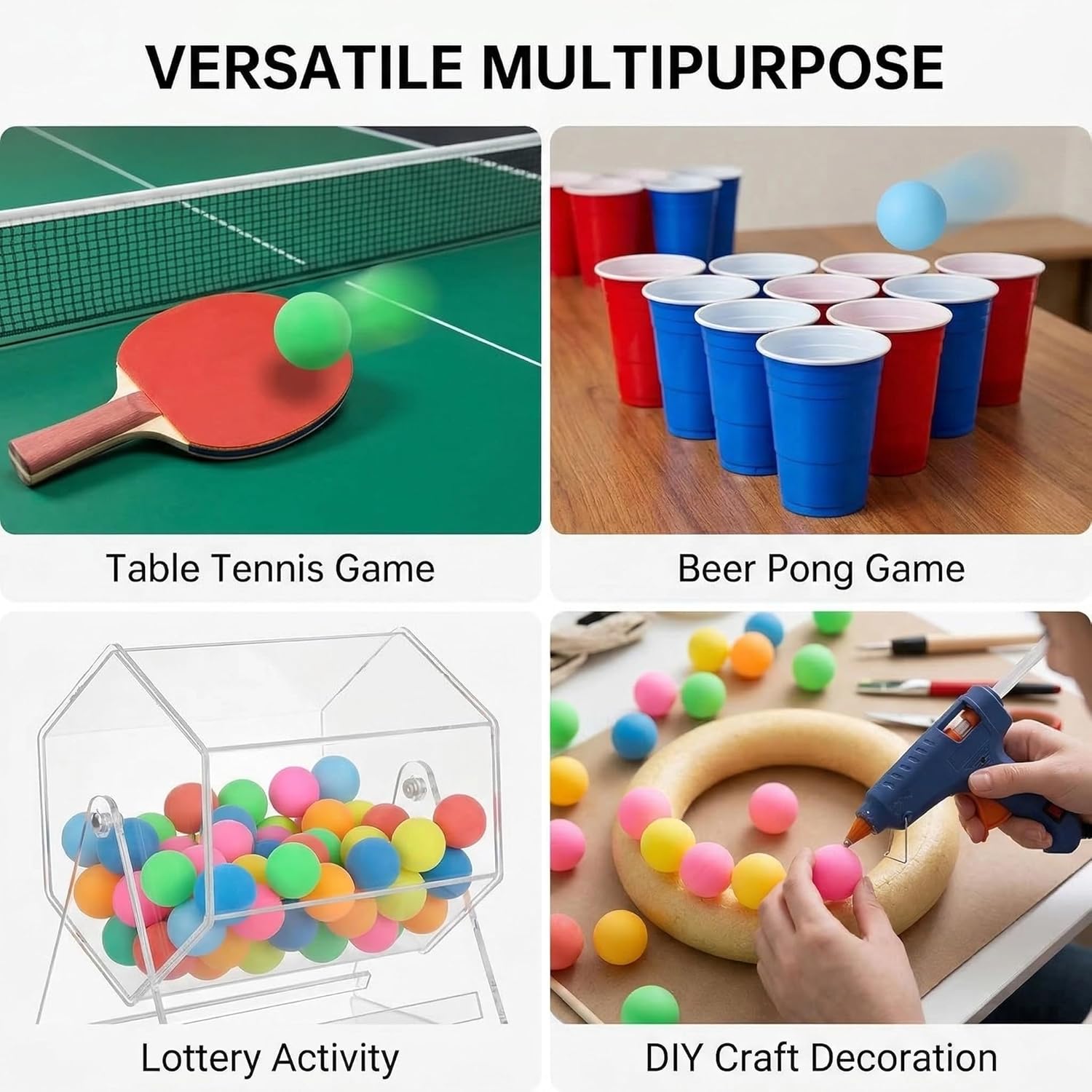 XIPEGPA Table Tennis Balls - 40mm Plastic Ping Pong Balls for Games, Parties & Pet Fun | 30 or 80 Pack