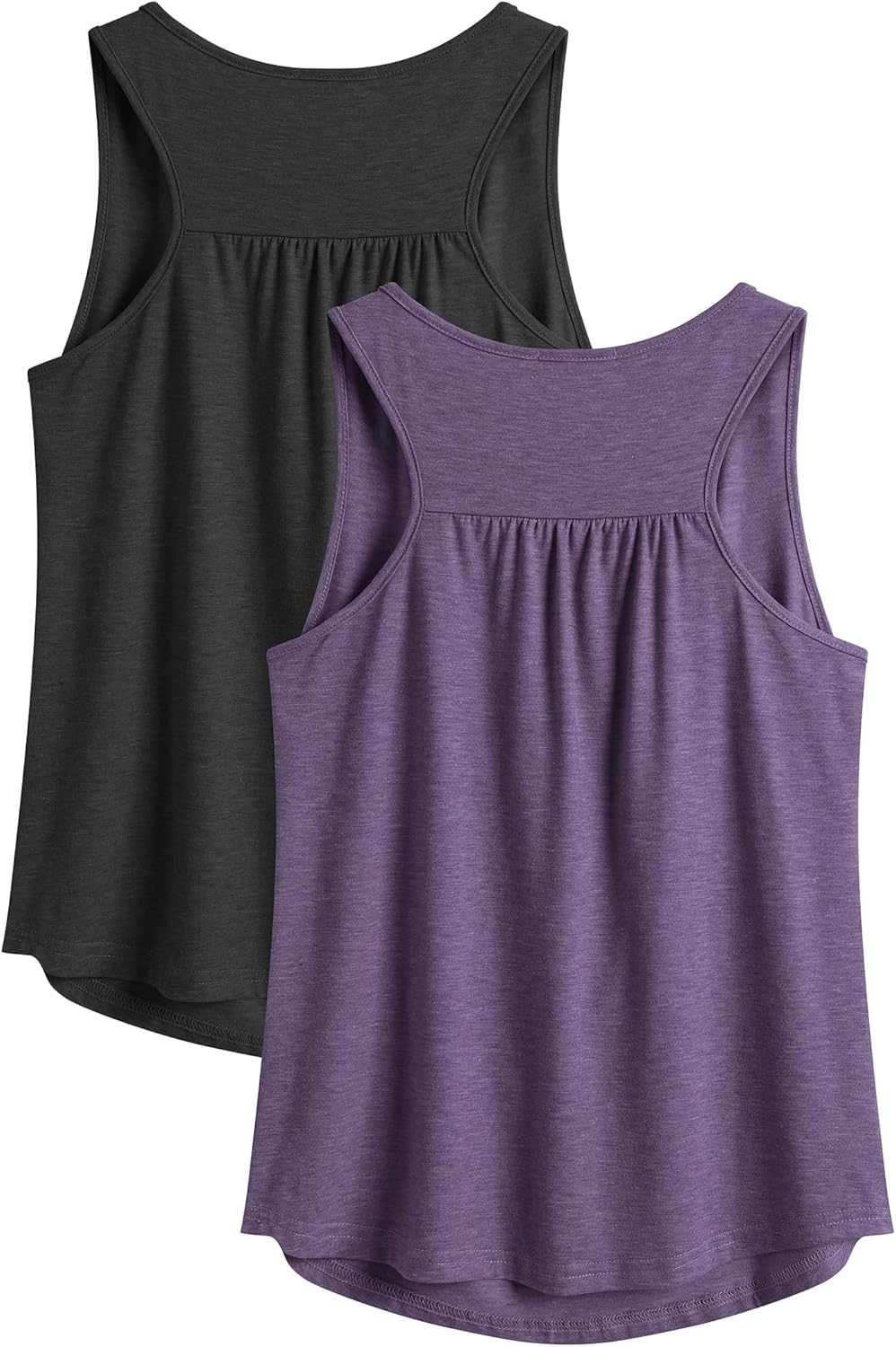 PINSPARK Workout Tops for Women - Lightweight Racerback Tank Tops | Sleeveless Athletic Gym Shirts, 2 Pack S-3XL