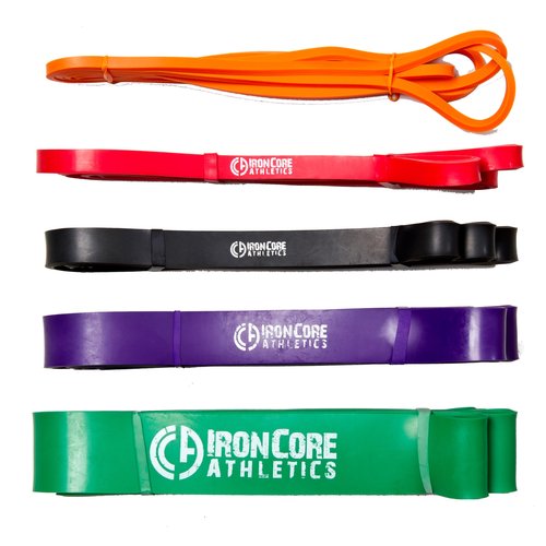 Iron Core Athletics Pull-Up Assistance Bands - Complete Set of Long Loop Resistance Bands 5-120 lbs for Men & Women | Ideal for Strength Training, Powerlifting, Home & Gym Workouts