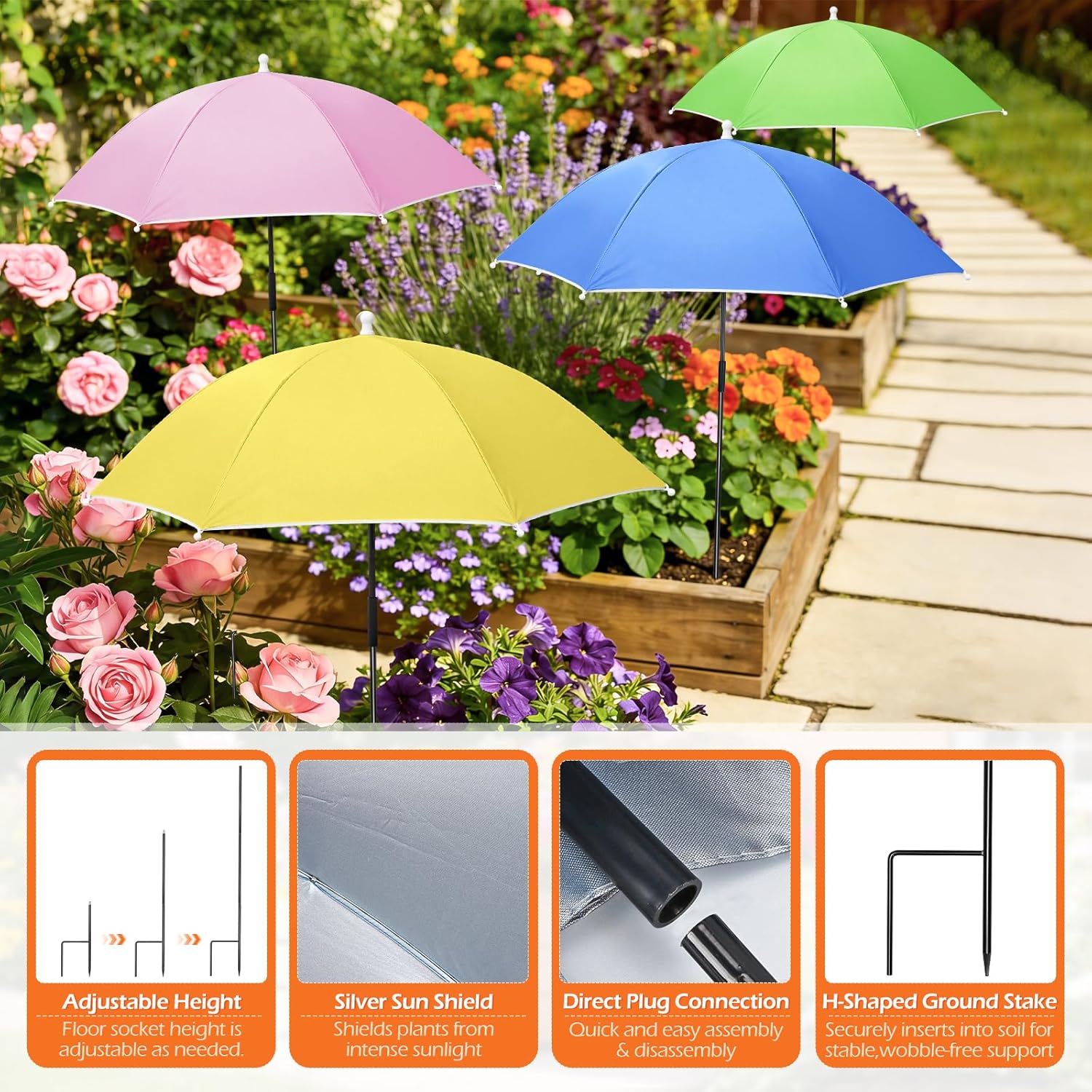 Tryly Plant Umbrellas - Outdoor Garden Shade for Potted Plants & Beds | Protect From Blazing Sun