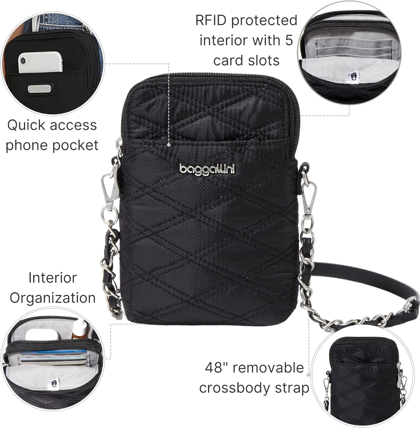 Baggallini RFID Bryant Crossbody Bag - Stylish & Functional | New Classic Collection