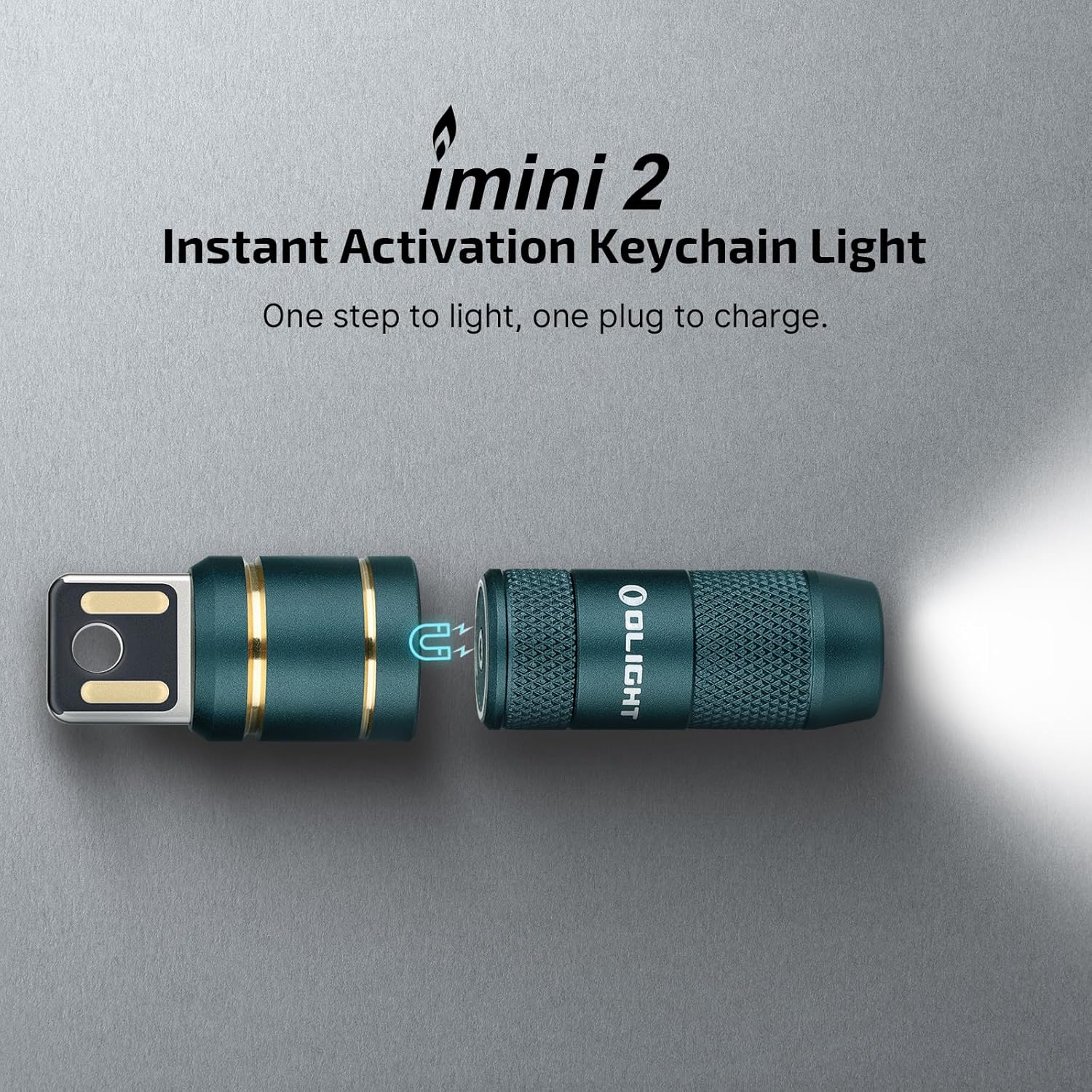 OLIGHT iMini 2 EDC Keychain Flashlight - 50 Lumens Compact Mini LED Light | Rechargeable, Portable (Black & Dream Blue)