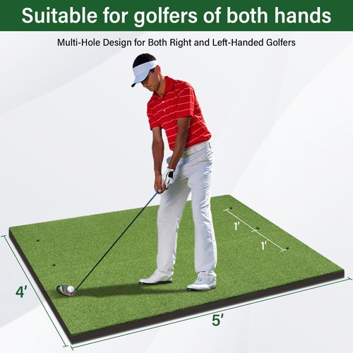 Domivans Golf Mat Elite Golf Hitting Mats Practice Outdoor & Indoor,5x4ft Turf Driving Range Mats for Golf Simulators and Practice with 10 Balls,9 Tees,31mm Thickening
