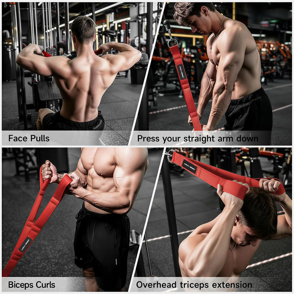 Skiennix Multi-Functional Cable Machine Attachment Set - Ergonomic LAT Pulldown for Back Training | Includes Tricep Rope & 2 LAT Bars