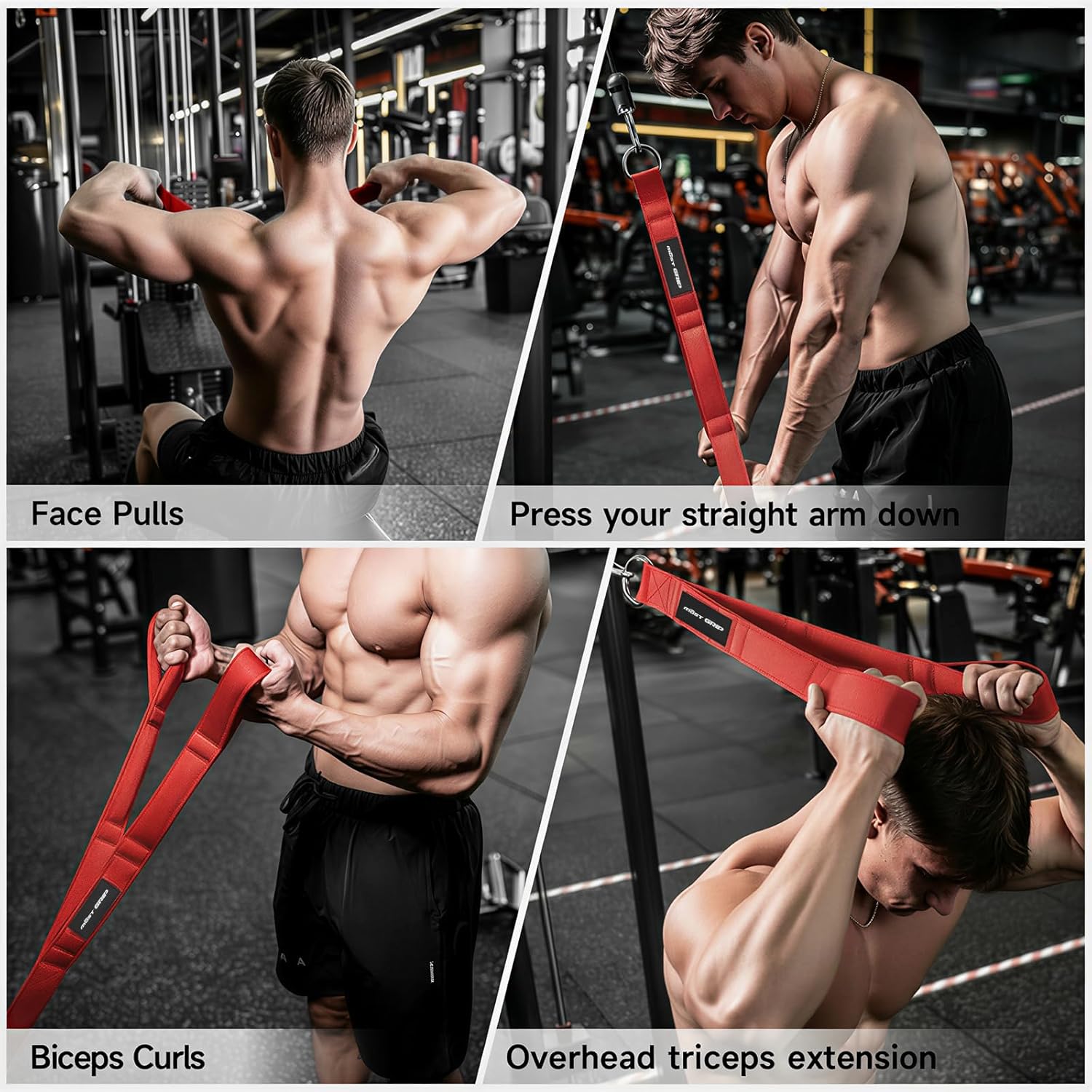 Skiennix Multi-Functional Cable Machine Attachment Set - Ergonomic LAT Pulldown for Back Training | Includes Tricep Rope & 2 LAT Bars