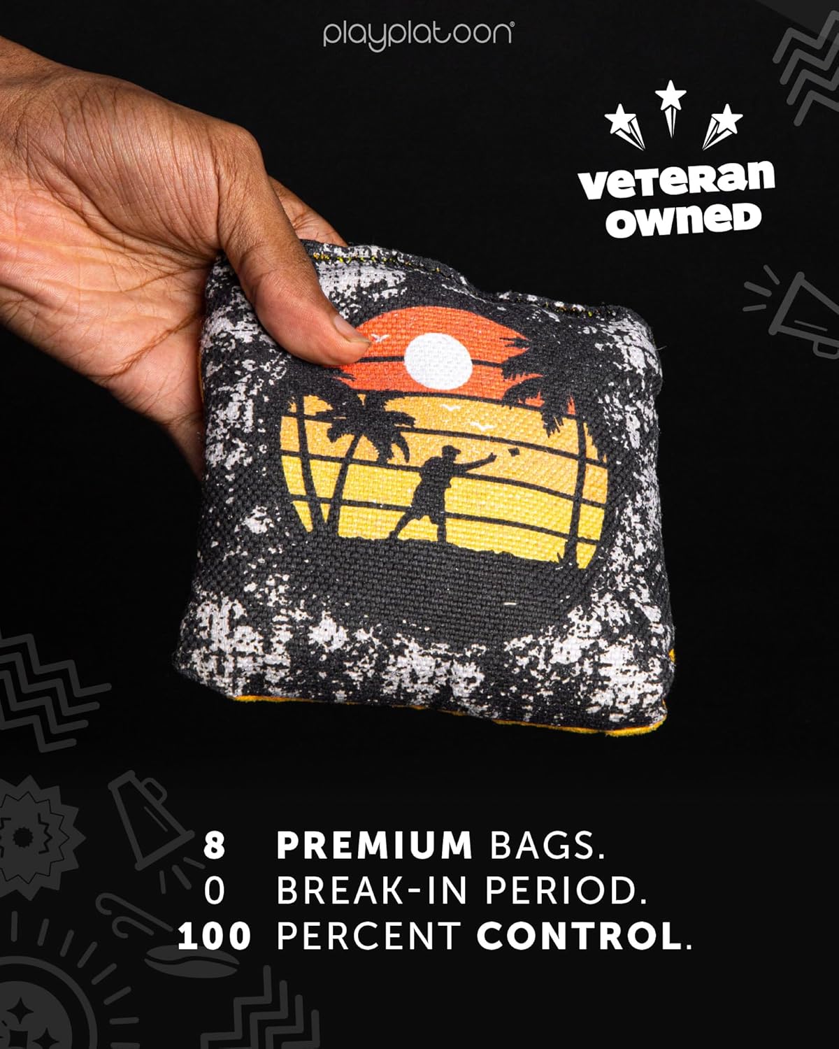 Play Platoon Pro Cornhole Bags - Dual-Sided Slick & Sticky Competition Set of 8 | Tournament Series
