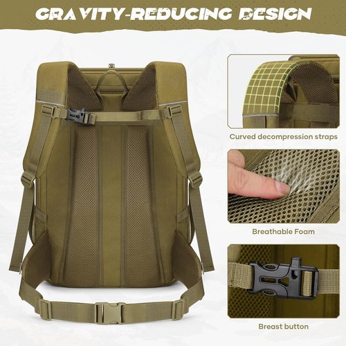 Maelstrom Tactical Backpack - Water Resistant 40L Military Pack for Hiking, Camping & Gym | Khaki