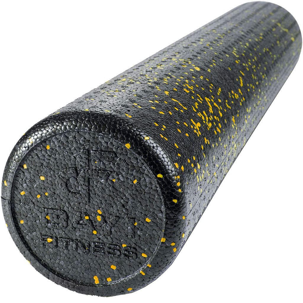 Day 1 Fitness High Density Muscle Foam Rollers - Sports Massage Rollers for Stretching, Physical Therapy, Deep Tissue, Myofascial Release - Ideal for Exercise and Pain Relief - Speckled Yellow, 36”