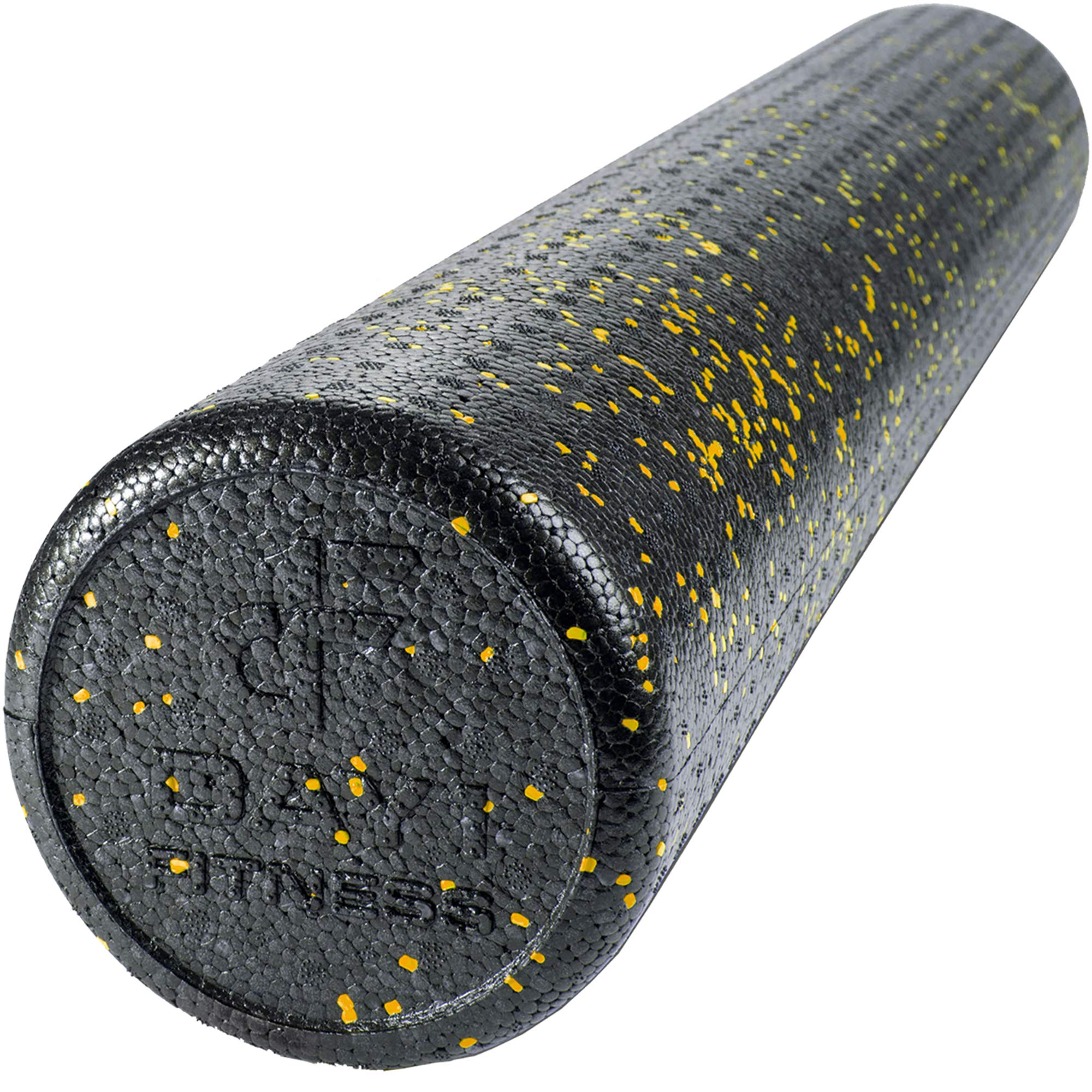 Day 1 Fitness High Density Muscle Foam Rollers - Sports Massage Rollers for Stretching, Physical Therapy, Deep Tissue, Myofascial Release - Ideal for Exercise and Pain Relief - Speckled Yellow, 36”