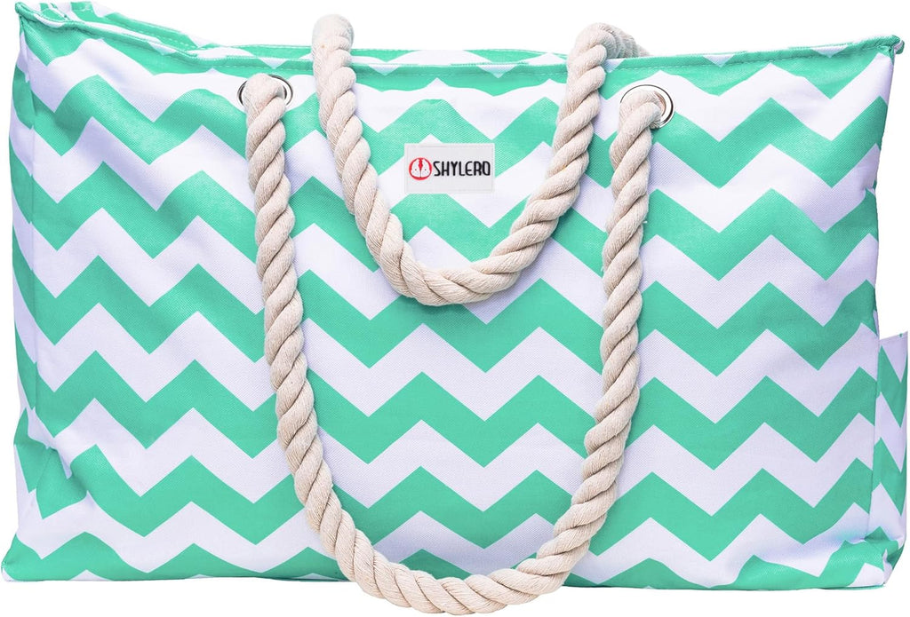 Skiennix Beach Tote - Family Size Waterproof Bag with Cooler Pocket & 7 Pockets Total