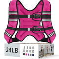 Zeerun Weighted Vest, 6lb/8lb/10lb/12lb/15lb/18lb/20lb/24lb/30lb for Men Women, Reflective Stripe Adjustable Buckle, Comfortable Durable Rucking Vest for Walking Running Strength Training, 24LBS-Pink