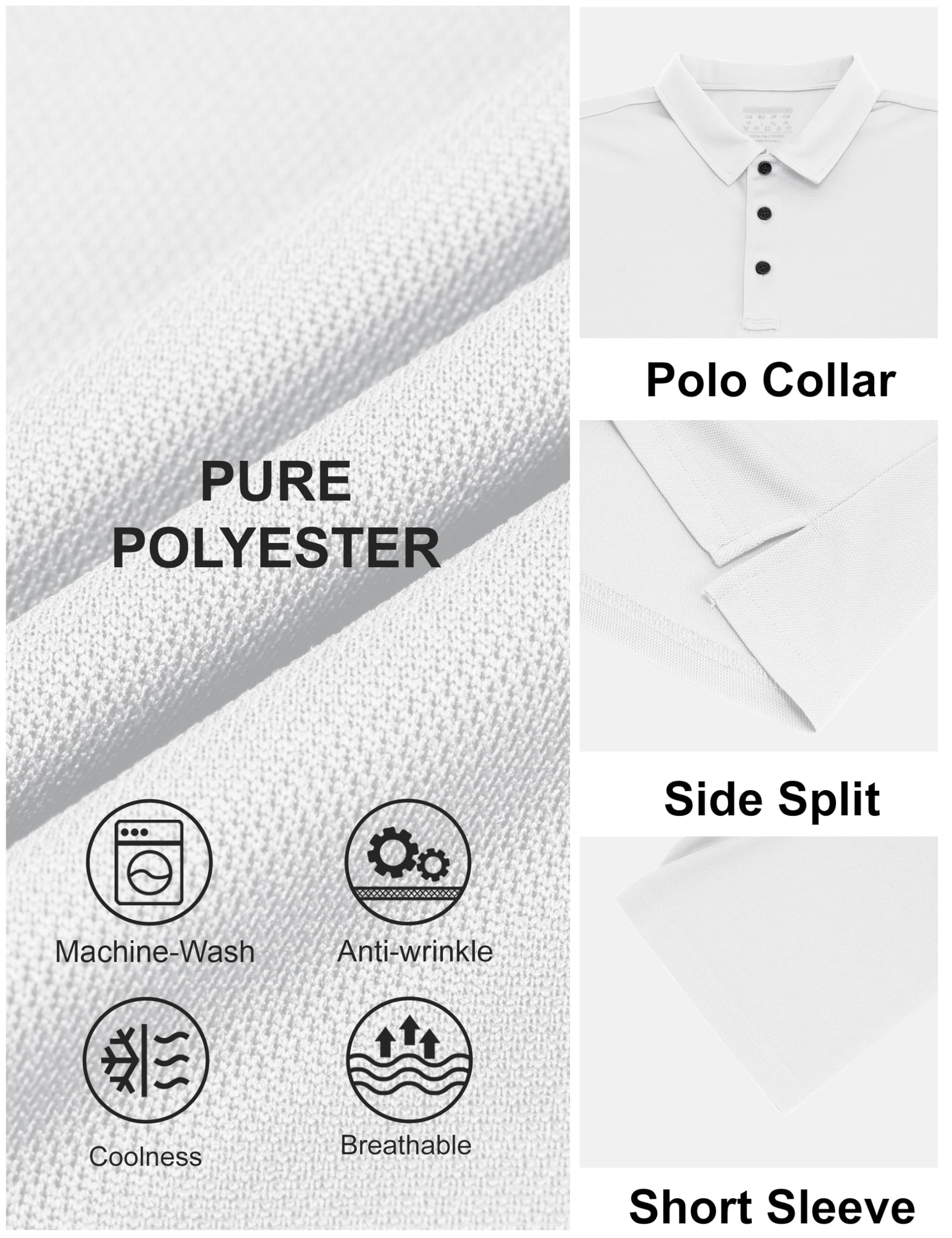 MAGCOMSEN Polo Shirts for Men Short Seeve Dry Fit Breathable Performance Golf Polos Casual Business Collared Shirt Men