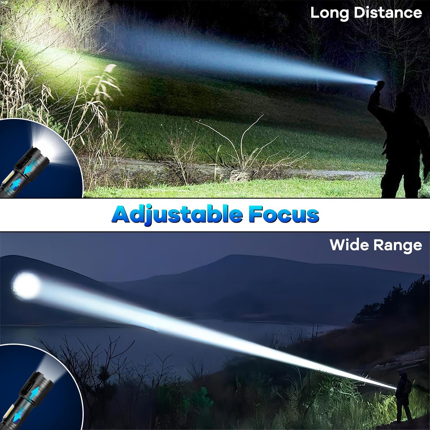 Rechargeable Flashlights - 90,000 High Lumens, 7 Lighting Modes, 24H Runtime | IPX7 Waterproof, 2 Pack