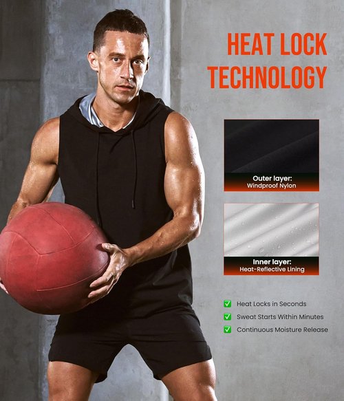 Junlan Sauna Suit for Men - Premium Workout Hoodie for Enhanced Sweat | Gym Shirt & Sweat Vest