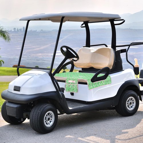 Hahafelt 2 Pack Golf Cart Seat Covers Universal Golf Cart Seat Towel Blanket for Women Gift with 2 Large Front Pockets & Nonskid Bottom Easter Decor for 4 Person Club Accessories Irish