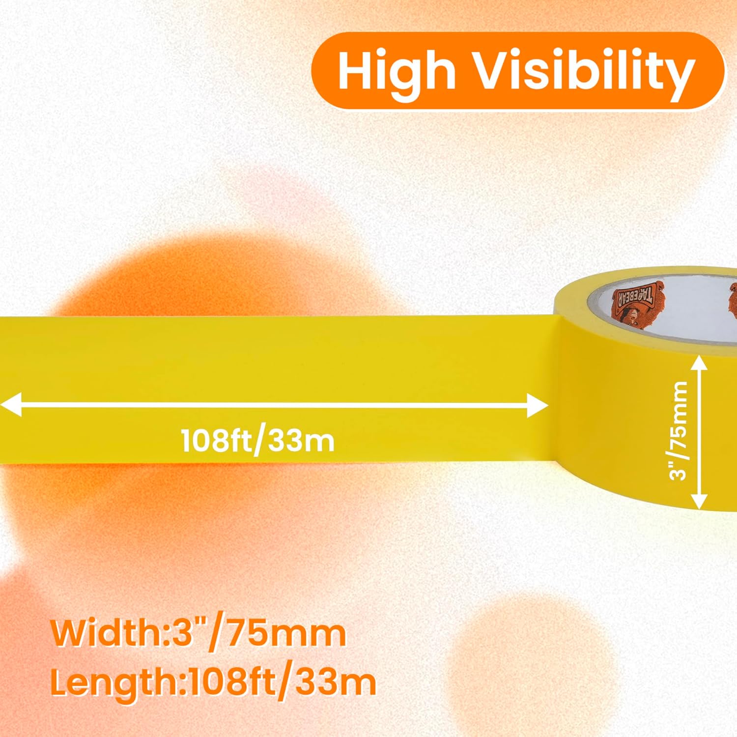 TAPEBEAR Yellow Vinyl Floor Tape - 3" x 36 Yards | Abrasion-Proof & Waterproof Safety Marking