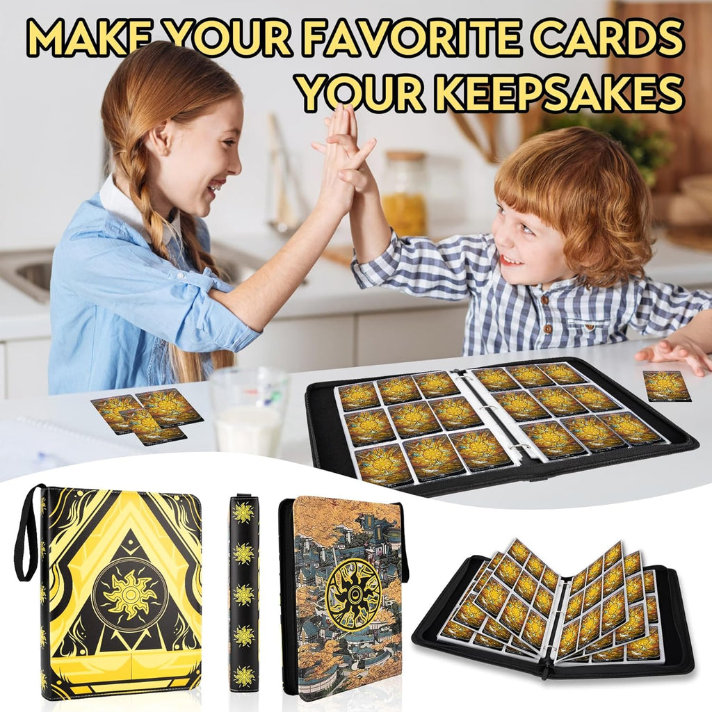 Skiennix 9 Pocket Card Binder - Premium Collector Book for MTG/YGO/PTCG | Holds 900 Cards (Yellow)