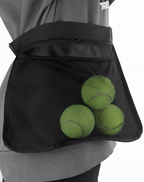 QWORK 2 Pack Tennis Ball Holder Pickleball Holder Bags, Ball Pouch, Mesh Waist Hip Bag Carrier, Holding Accessory for Women Skirt Men Waist Hip Bag, Holding 6-8 Pickle Balls or Tennis