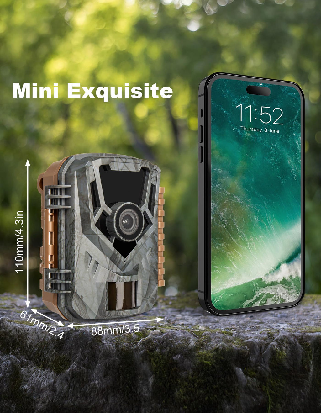KJK Mini Trail Camera, 36MP 2.7K Game Camera,32GB Memory Card with Night Vision 0.1s Trigger Time Motion Activated 130°Wide-Angle, Waterproof Trail Cam with 2.0” HD TFT Screen