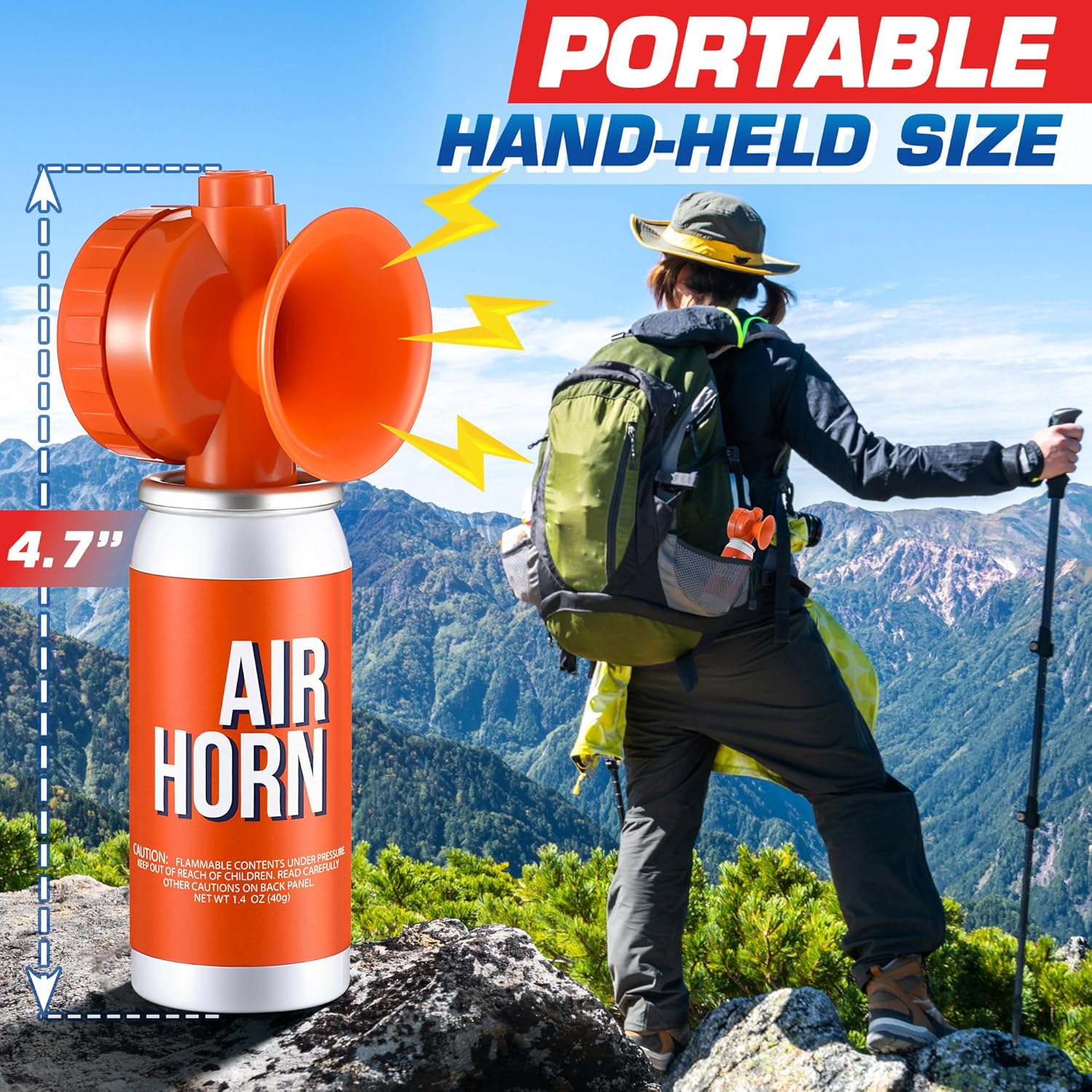 Air Horn 1.4oz - 122dB Loud Marine Safety Horn | Emergency Use, Heard Up to 1/2 Mile Away