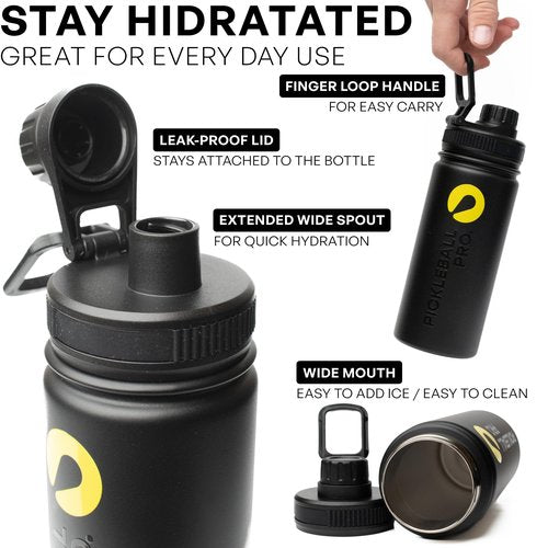 WES Pickleball Water Bottle + Pickleball Ball Holder + 3 Outdoor Pickleball Balls | Pink
