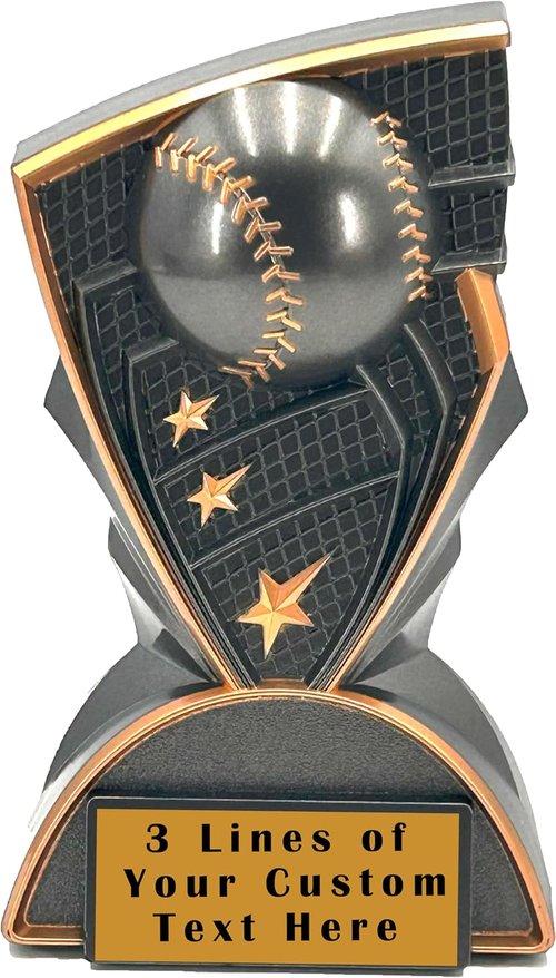 Express Medals Black Graphite Sport Award Trophies - Custom Engraved, 6.5 Inch, Pack of 12