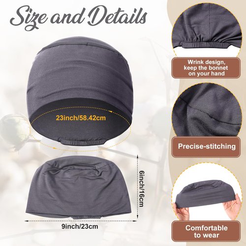 Zhengmy 4 Pcs Cotton Chemo Sleep Cap for Women, Soft Cancer Beanie Hat Headwear Turban Stretchy Skull Cap Hair Loss Head Wrap(Black, Gray-blue, Light Gray, Dark Gray)